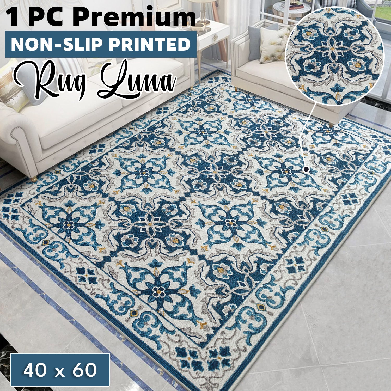 1pc Premium Ultra Soft Non-Slip Printed Rug – Thickened Wear-Resistant Washable Themed Floor Mat for Living Room, Bedroom, Dining Room, Porch, Balcony & Home Decor