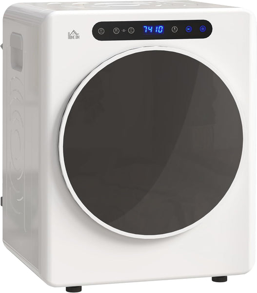 HOMCOM 4Kg Vented Tumble Dryer, 1000W Compact Freestanding Front Tumble Dryer with Stainless Steel Tub, Timer, 6 Heat Settings, Small Portable Clothes Drying Machine, Grey