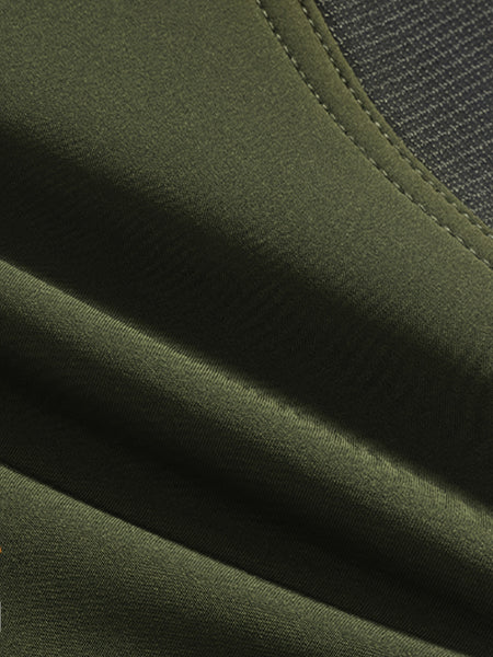 Men's Warm Windproof Cargo Pants with Belt & Zippered Pockets - Olive Green, Black & Yellow Accents, Perfect for Winter Outdoor Activities & Casual Wear, Winter Clothes