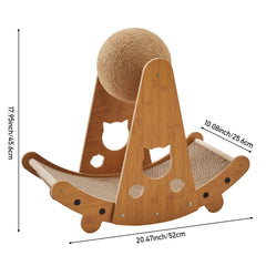 Cat Ball Scratcher with Solid Wood Stand Interactive Climbing Frame for Indoor Cats Durable Handwrapped Protecting Furniture Fun Exercise for Kittens and Pets