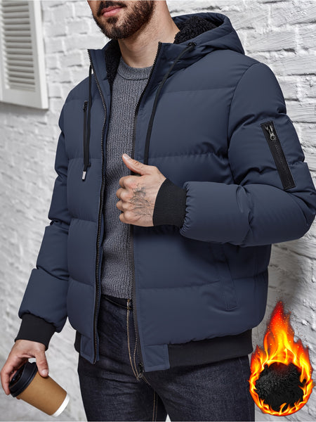 Winter Plush Jacket Thick Warm Jacket Hooded Jacket Casual Outdoor Jacket Solid Color Zipper with Plush Thickening