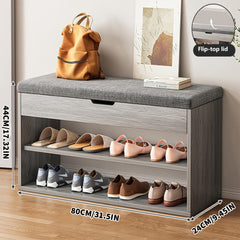 Heavy Duty Shoe Storage Bench with Cushion, Large Shoe Bench Storage with Seat, Two Layer Shoe Rack Storage, Shoes Storage Cabinet Organiser Cushion Padded Seat Hallway Stools for Hallway Foyer
