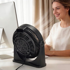 Powerful Turbo Desk Fan – 90° Adjustable Tilt Air Circulator Fan, Ultra-Quiet 3-Speed Table & Wall Mountable Fan for Bedroom, Home, Office (Black)