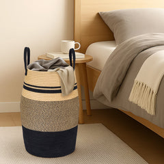 Large Foldable Laundry Hamper – Woven Rope Basket with Sturdy Handle for Dirty Clothes, Blankets & Toys – Ideal for Bedroom, Living Room Storage