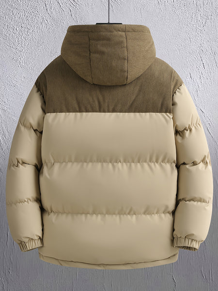 2025 New Winter Removable Hood Jacket Men'S Casual Print Hooded Coat Thick Trendy Jacket Top Men'S