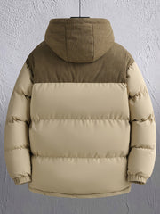 2025 New Winter Removable Hood Jacket Men'S Casual Print Hooded Coat Thick Trendy Jacket Top Men'S