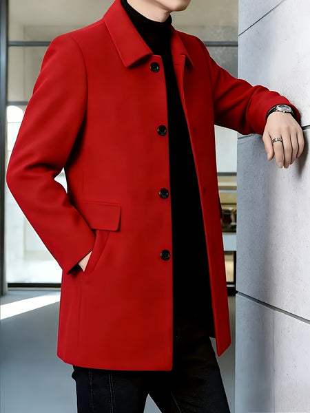 [Wanrenshan OBM] 2025 American Style New Men'S Casual Classic Versatile Solid Color Side Double Pocket Easy Design Handsome Dad Wrinkle-Resistant Non-Iron Single-Breasted Light Luxury Trench Coat