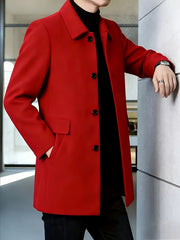 [Wanrenshan OBM] 2025 American Style New Men'S Casual Classic Versatile Solid Color Side Double Pocket Easy Design Handsome Dad Wrinkle-Resistant Non-Iron Single-Breasted Light Luxury Trench Coat