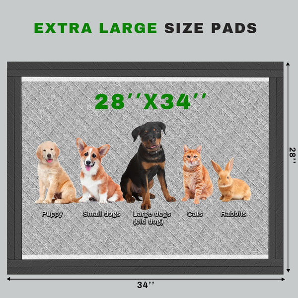 Gardner Pet Extra Large Carbon Puppy Pads 70X85Cm, Super Absorbent Thicker Puppy Training Pads, Odor Control, 6 Layers of Leak-Proof, Fast Drying, Suitable for Dogs, Cats, Rabbits (30 Pack)
