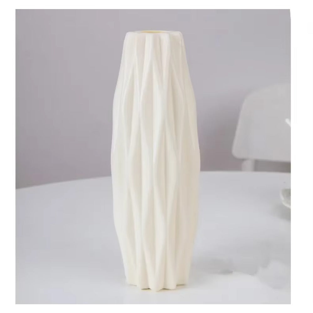 Nordic Modern Plastic Flower Vase - White Pink Blue Decorative Pot for Living Room Flower Arrangement