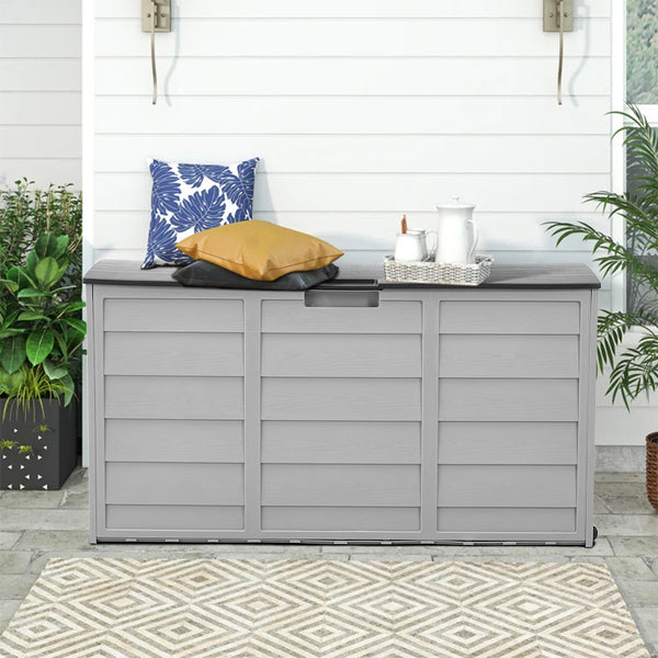 290L Lockable Waterproof Storage Box – Heavy-Duty Outdoor Deck Chest with Wheels Garden & Patio Recycling Bin Organizer for Tools, Cushions (112*49*54cm)