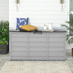 290L Lockable Waterproof Storage Box – Heavy-Duty Outdoor Deck Chest with Wheels Garden & Patio Recycling Bin Organizer for Tools, Cushions (112*49*54cm)