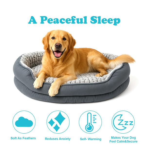 Dog Bed - Washable Rectangle Dog Beds, Anti-Anxiety, Soft Plush Non-Slip Bottom Pet Bed Mattress Mat Machine Washable