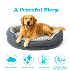 Dog Bed - Washable Rectangle Dog Beds, Anti-Anxiety, Soft Plush Non-Slip Bottom Pet Bed Mattress Mat Machine Washable