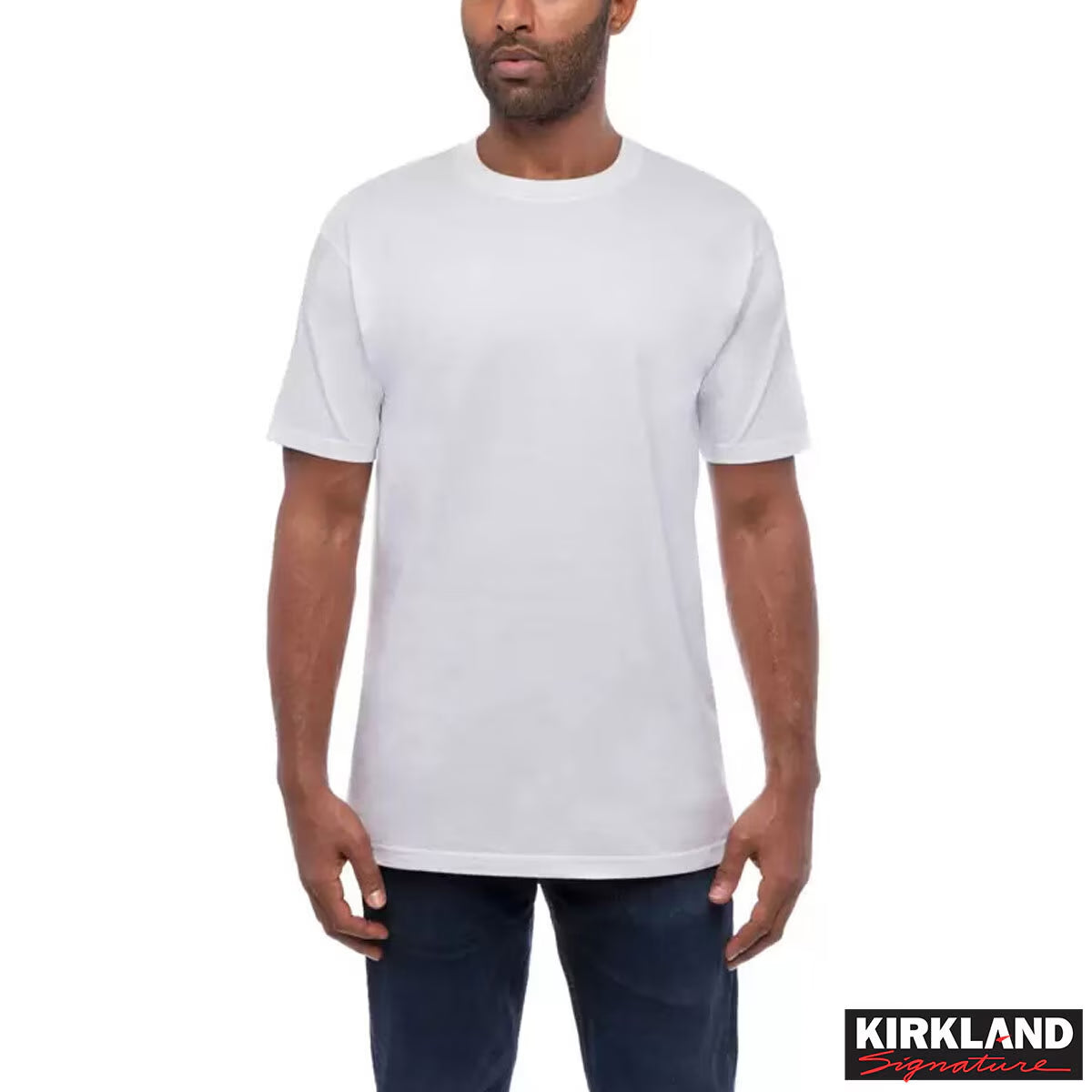 Kirkland Signature Men'S Cotton Crewneck White T-Shirt, 6 Pack in Medium