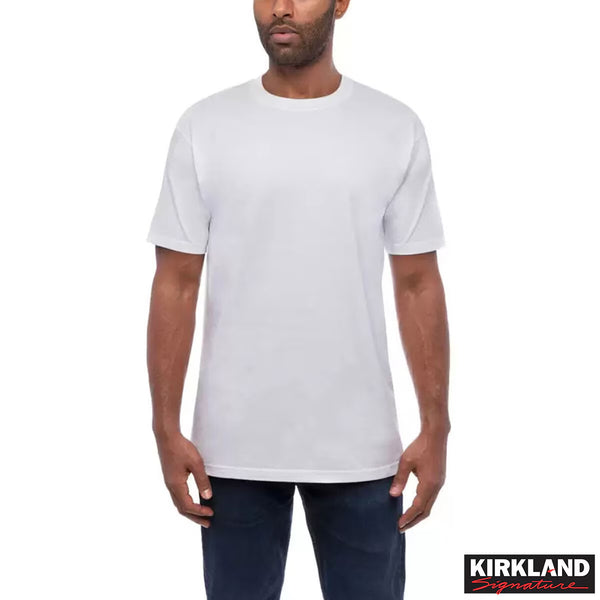 Kirkland Signature Men'S Cotton Crewneck White T-Shirt, 6 Pack in Medium