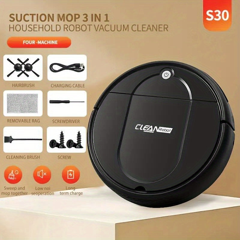 3-in-1 Robot Vacuum Cleaner | 4, 000 Pa Powerful Suction, Up to 90mins Runtime, Low Noise, Suitable for Hard Floors, Flatmarble Tiles, and Wood Floors | USB Charging, Hair Anti-Tangling, Blow and Suction Integrated, Crash Protection