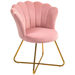 Modern Armchair, Velvet Tufted Accent Chair with Lotus Backrest, Occasional Chair with Steel Legs for Living Room, Bedroom