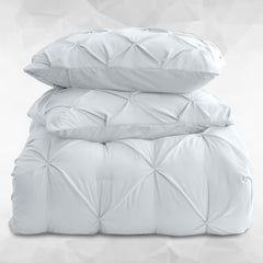 3pcs Pintuck Duvet Cover Set – Reversible Pinch Pleat Design with Pillowcases, Soft & Breathable Microfiber, Button Closure & Corner Ties, Machine Washable, Perfect for Bedroom or Guest Room – All Season