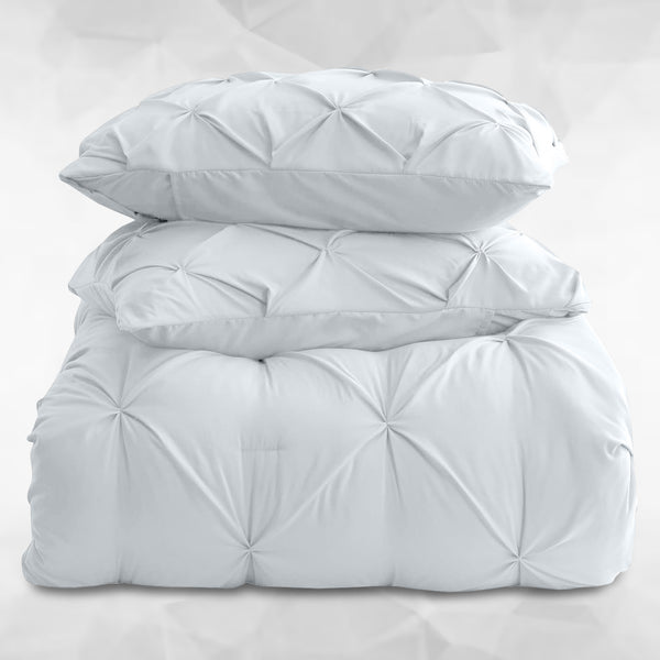3pcs Luxury Pintuck Duvet Cover Set – Soft Breathable Microfiber Bedding Set, Elegant Pleated Design, Hotel Quality, Machine washable, All season use for Single, Double, King & Super King Sizes