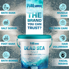 PSN Dead Sea Salt Fine in Bucket – Pure Natural Mineral-Rich Bath Salt for Relaxation, Foot Soaks, Stress Relief & Muscle Recovery – Premium Spa-Grade Salt