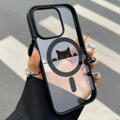 Phone Case - Adorable Feline Design for a Magnetic Wireless Charging Case Compatible with for Iphone 11, 12, 13, 14, 15, 16, And 17 Pro, Featuring a Shockproof Transparent Cover