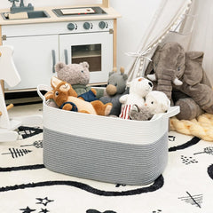 65L Large Storage Basket Blanket Baskets in Living Room, Nursery, Bedroom, Cotton Rope Baskets for Towels, Books, Toys, Dirty Clothes, Baby Storage Organiser, Grey, 65L