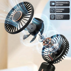 1pc Portable Handheld Fan USB Rechargeable Foldable Mini Desk Fans 5 Speeds, Personal Cooling Fan with Neck Strap for Travel, Office & Outdoor Use, Removable Cover for Easy Clean, Black, Pink, White Options 1 Pack
