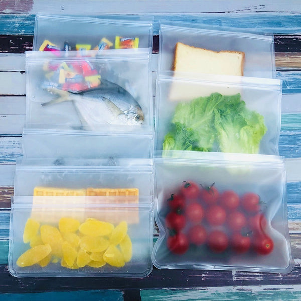 Set of 8 Dishwasher-Safe Reusable Bags, Leak-Resistant Freezer Bags, Ideal for Storing Food During Travel