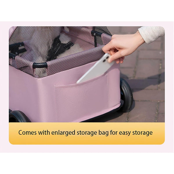 Mini Dog Stroller – Foldable Pet Carrier Cart with 360° Rotatable Handle, Extendable Pull Handle & Storage Bag Lightweight Travel Buggy for Small Dogs & Cats