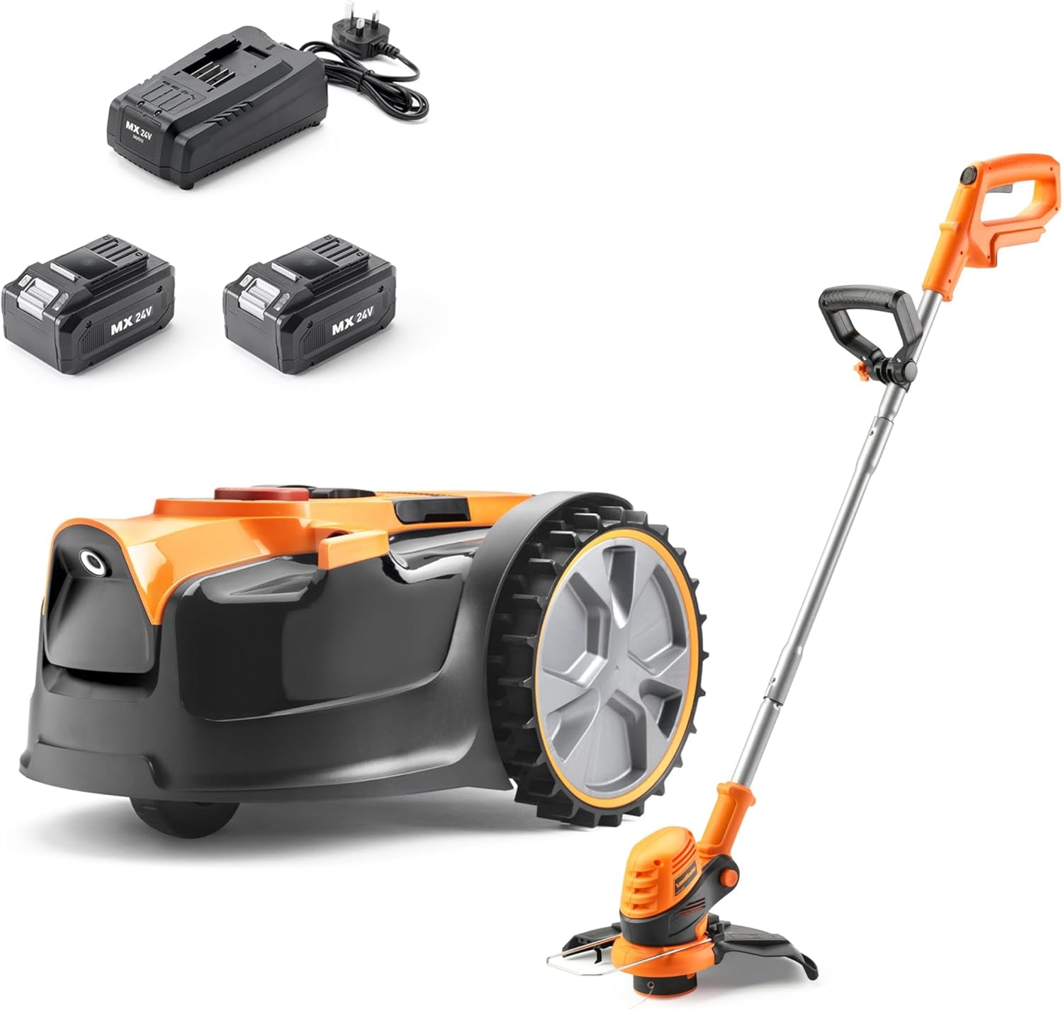 Lawnmaster Ocumow® 16 Drop and Mow Robot Lawnmower with MX 24V 4.0Ah Lithium Battery and Fast Charger. No Boundary Wire, App or Outdoor Power Socket Needed. for Small to Medium Lawns up to 150M2.