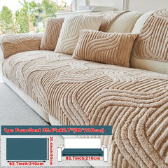 1pc Plush Non-Slip Sofa Cover, Modern Luxury, Pet-Friendly, Breathable, Fashionable Home Decor