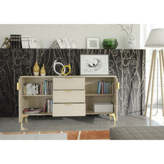 Tide Crest 140cm Modern Sideboard with Gold Accents and Storage