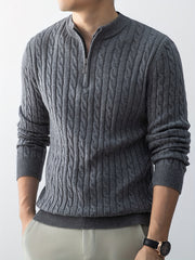 Christmas Gift for Men, New Twist Zipper Collar Pullover Sweater, Autumn And Winter Style, with Velvet, Thickened, Warm And Cold-Resistant, Can Be Worn Inside Or Outside, Casual And Versatile Essential, Knit