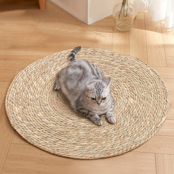 Cat Scratch Board Large Grinding Claw Cat Toy Wear Resistant, Scratch Resistant, Non Shedding Scratch Basin Integrated Cat Nest Vine Weaving Cat Sleeping Mat Cattail Weave in Two Sizes