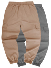 2pcs Men's Cargo Pants - Multifunctional Pockets, Adjustable Drawstring, Suitable for Everyday Casual and Formal Wear in All Seasons - Great Birthday/Christmas Gift - Machine Washable and Durable, a Must-have for Outdoor Enthusiasts