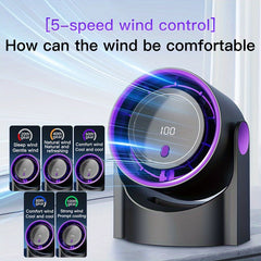 2025 New Upgrade Large Battery Portable Fashion Desk Fan Air Conditioner, 5-Speed Wind Cooling