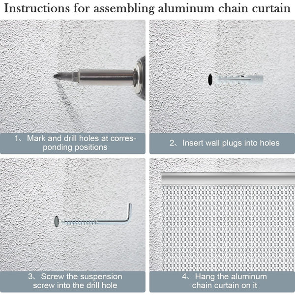 Aluminium Door Fly Screen Metal Chain Curtain Blind Insect Blinds 214cm *90cm