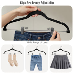 2025 Flocked Non-Slip Hangers 12/24 Pack - Velvet Clips Hangers for Pants, Skirts, Trousers, Space Saving Closet Organizer, Wardrobe Storage Hangers for Home, Dormitory, Clothes Organization