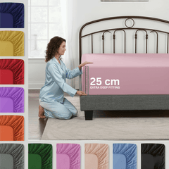 Microfiber Fitted Sheet Bed Sheet Hotel Quality Bedding Ultra Soft & Breathable Brushed Microfiber 25cm Deep Pocket Fitted Sheet