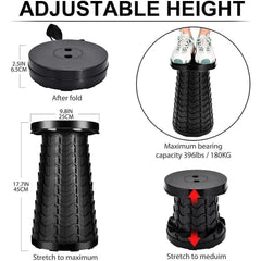 Portable Folding Stool Lightweight Yet More Sturdy with Load Capacity 180KG, Retractable Plastic Foldable Collapsible Stool for Camping Fishing Hiking BBQ Outdoors Indoors Kitchen