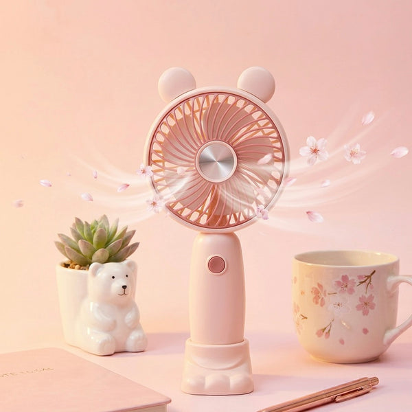 USB-C Rechargeable Fan detachable ears with LED Light & One-Button Control – Quiet, Portable, and Easy to Use