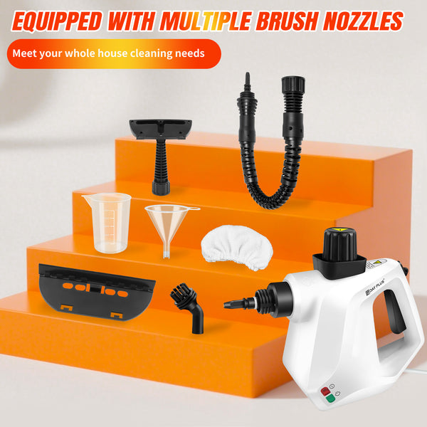 Steam Cleaner Handheld, Steamer for Cleaning, 2.5m Power Cord, Steam Gun, Multi-Purpose Steamer with 7 Accessory Kit for Sofa, Kitchen, Tile, Curtains, Carpets, Window (White)