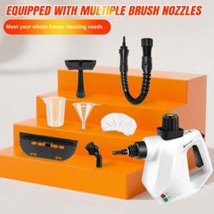 Steam Cleaner Handheld, Steamer for Cleaning, 2.5m Power Cord, Steam Gun, Multi-Purpose Steamer with 7 Accessory Kit for Sofa, Kitchen, Tile, Curtains, Carpets, Window (White)