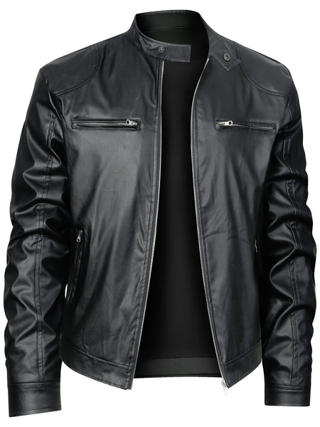 New Autumn/Winter Men's Jacket, European/American Style Motorcycle Jacket, Men's Stand Collar Windproof Winter Outerwear