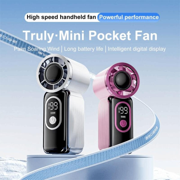 Mini handheld small fan, high-speed summer gadget, long-lasting charging, turbo, portable, compact outdoor Mini Handheld Fan With LED Display Handheld Portable Turbo Fan Cooler Fan