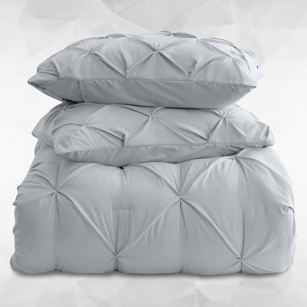 3pcs Pintuck Duvet Cover Set – Reversible Pinch Pleat Design with Pillowcases, Soft & Breathable Microfiber, Button Closure & Corner Ties, Machine Washable, Perfect for Bedroom or Guest Room – All Season