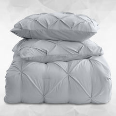 3pcs Pintuck Duvet Cover Set – Reversible Pinch Pleat Design with Pillowcases, Soft & Breathable Microfiber, Button Closure & Corner Ties, Machine Washable, Perfect for Bedroom or Guest Room – All Season