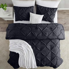 3pcs Pintuck Duvet Cover Set – Reversible Pinch Pleat Design with Pillowcases, Soft & Breathable Microfiber, Button Closure & Corner Ties, Machine Washable, Perfect for Bedroom or Guest Room – All Season