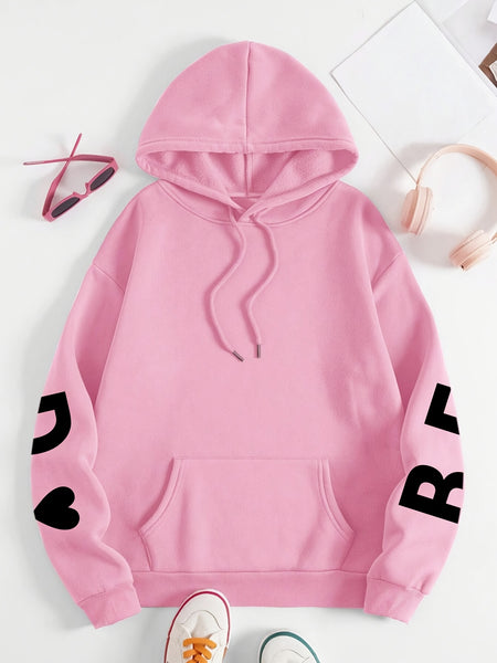 IT's REALLY Print Hoodie, Casual Fashion Sweatshirt, Hooded Pocket Drawstring Sweatshirt for Fall & Winter, Women's Clothing